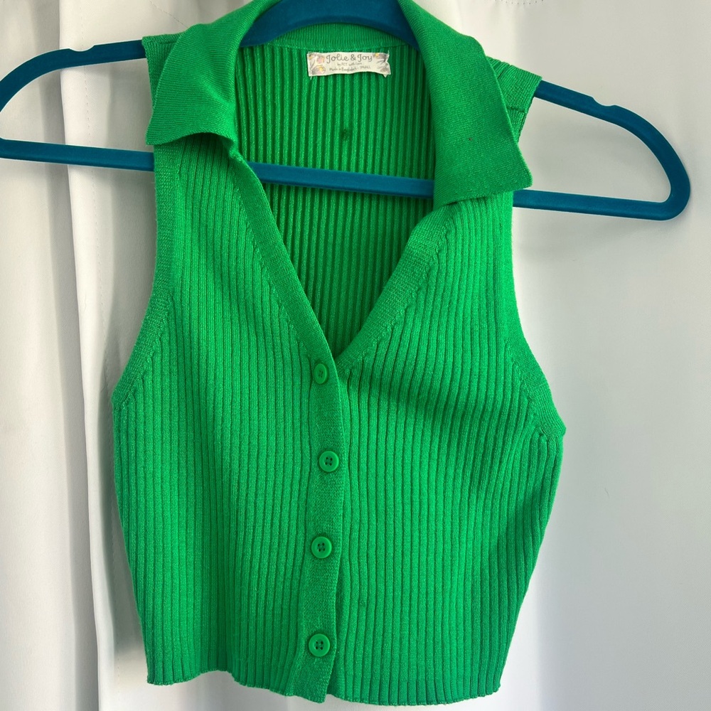 Green Polo Crop Top